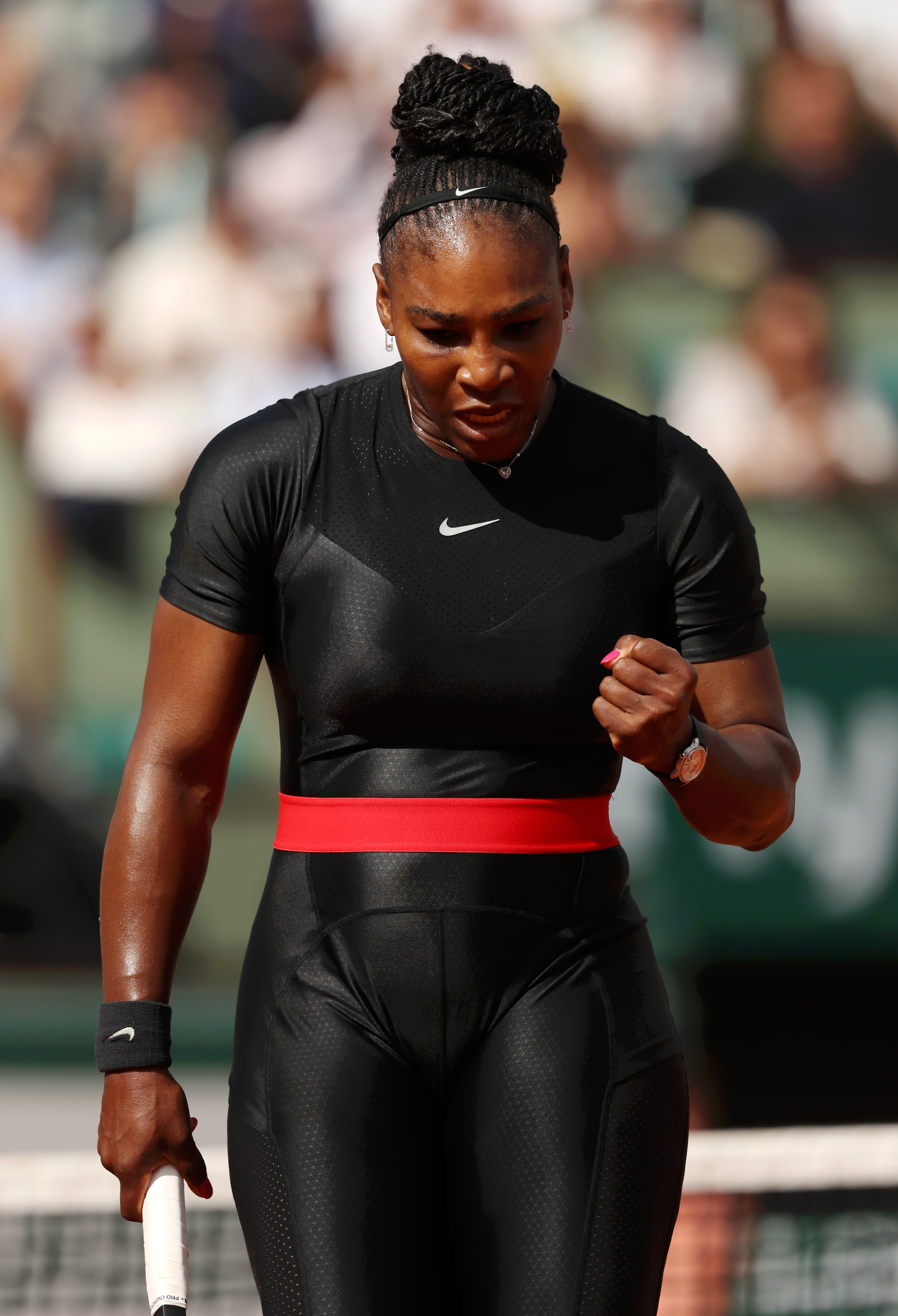 PARIS, FRANCE - MAY 29: Serena Williams of The United States competes during her ladies singles first round match against Kristyna Pliskova of Czech Republic during day three of the 2018 French Open at Roland Garros on May 29, 2018 in Paris, France. (Photo by Matthew Stockman/Getty Images)