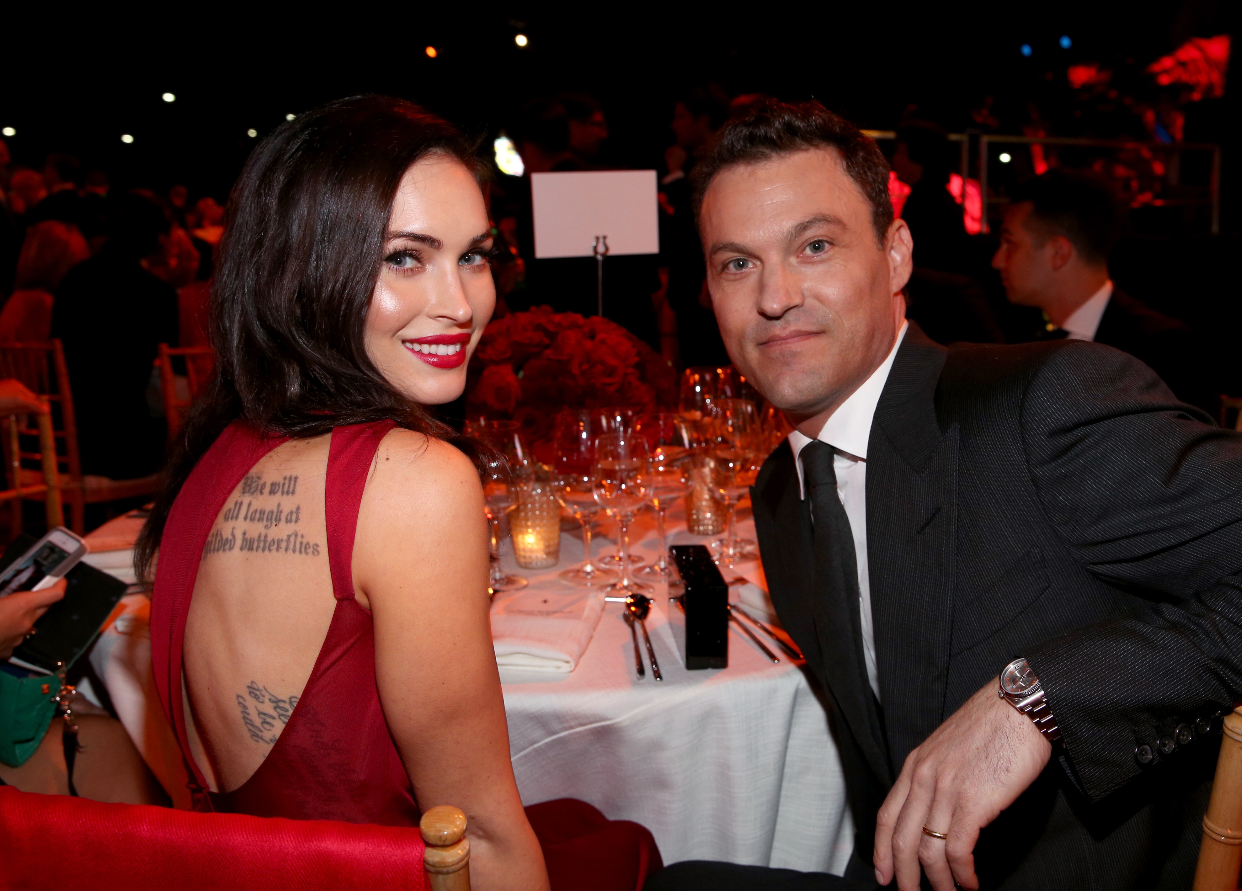 LOS ANGELES, CA - OCTOBER 11:  Actors Megan Fox (L) and Brian Austin Green attend Ferrari Celebrates 60 Years In America on October 11, 2014 in Los Angeles, California.  (Photo by Jonathan Leibson/Getty Images for Ferrari North America)